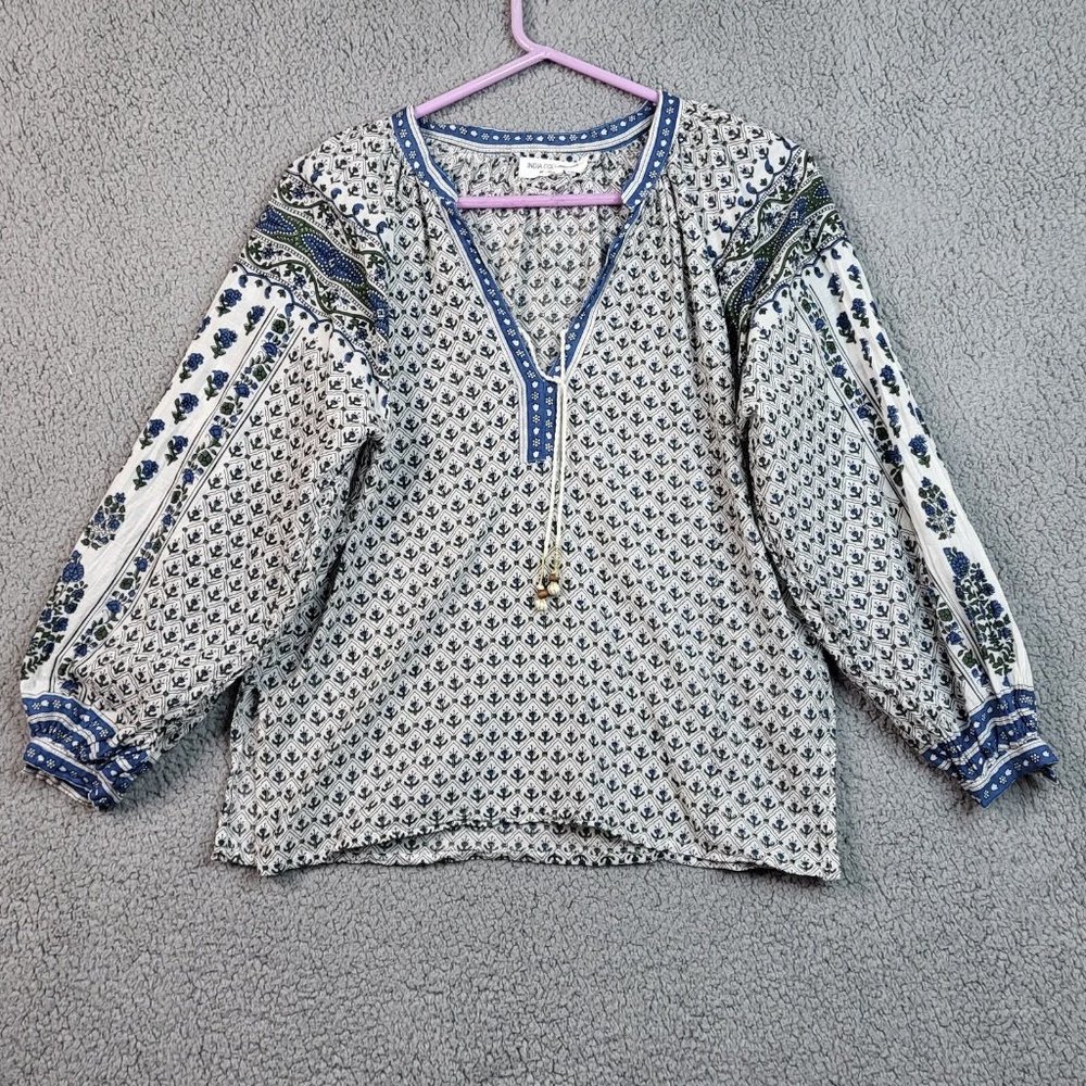 Emerson Fry Blue and White Patterned Top